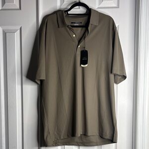 NWT Greg Norman Men’s Short Sleeve Performance Khaki Green polo Shirt Size XL